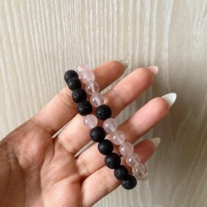 Couple Set : Rose quartz + lava crystal