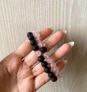 Couple Set : Rose quartz + lava crystal