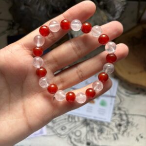 Stretchy rose quartz + carnelian bracelet