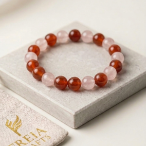 Stretchy rose quartz + carnelian bracelet