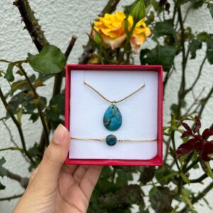 Apatite Stainless steel set  Bracelet + necklace