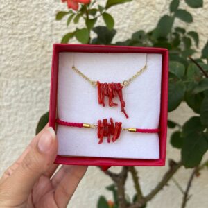Coral Set ( Bracelet + Necklace )