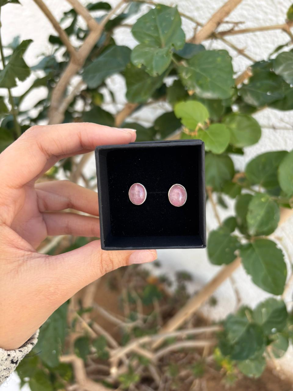 Rose quartz Stud Earrings