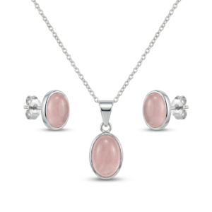 Rose quartz Silver Set