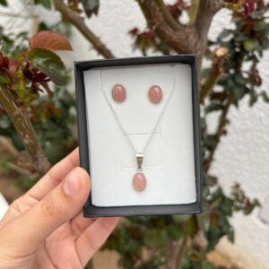 Rose quartz Silver Set